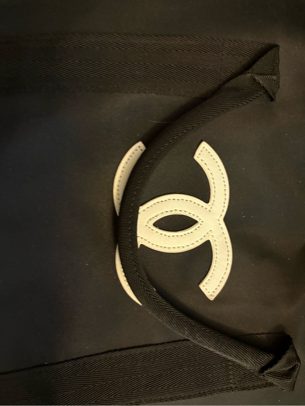 Black Tote with White Interlocking Logo - Picture 3 of 4